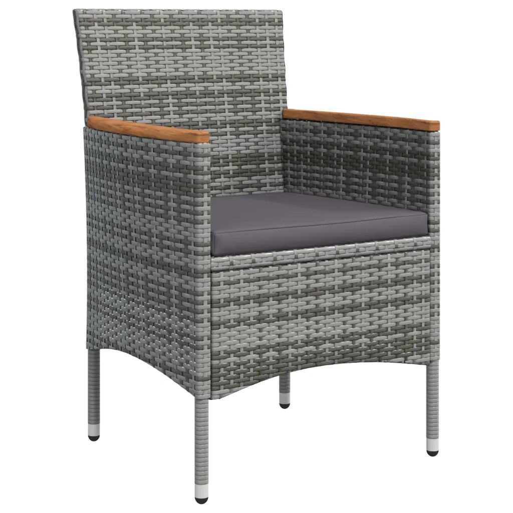 Set da Pranzo da Giardino 7 pz con Cuscini Grigio e Nero 3156645