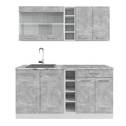 Vicco Cucina completa Cemento/Bianco 160 cm , PL Marmo