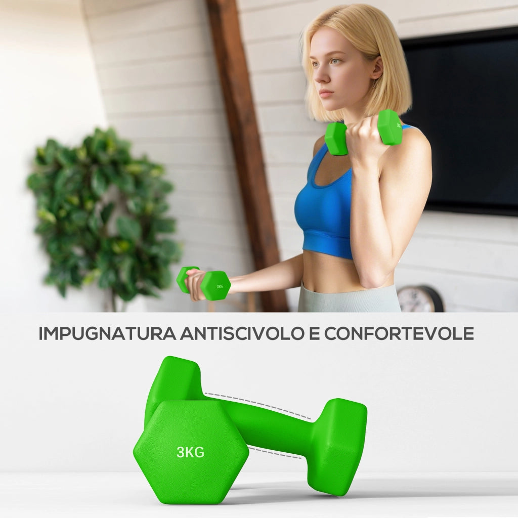 Set manubri con supporto ¨C zephmum ¨C 6 pezzi 1kg 2kg 3kg multicolore