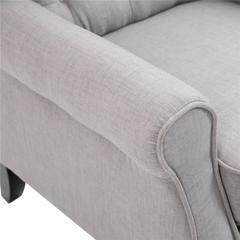 POLTRONA CHESTERFIELD IN TESSUTO SFODERABILE CON AMPIA SEDUTA GRIGIO