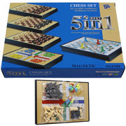 Trade Shop - Gioco Per Famiglia Da Tavolo 5 In 1 Scacchi Dama Backgammon Snake Checker -