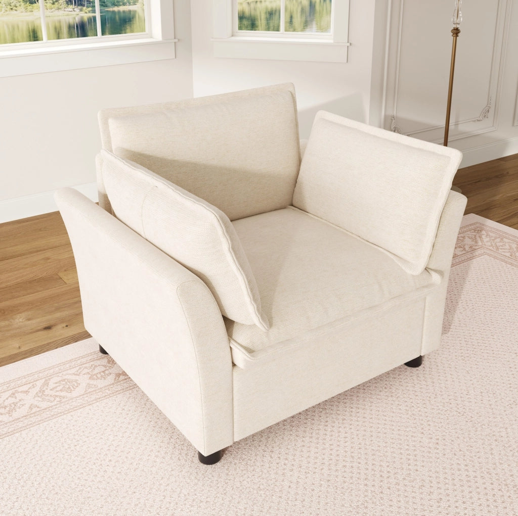 Sessel singolo con braccioli; 90x81x87 cm; in chenille beige