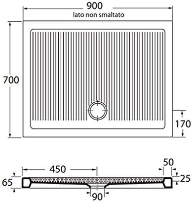 PIATTO DOCCIA FERDY 90x70 h6,5 BIANCO AZZURRA