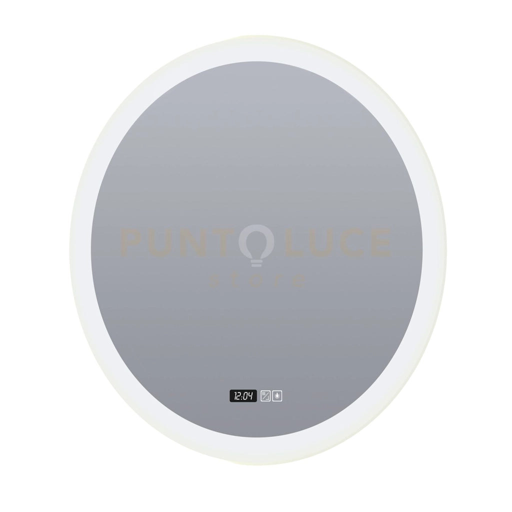 Specchio da bagno rotondo - Orologio digitale, antiappannamento