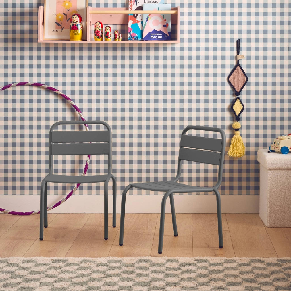 Set di 2 sedie in metallo per bambini, antracite