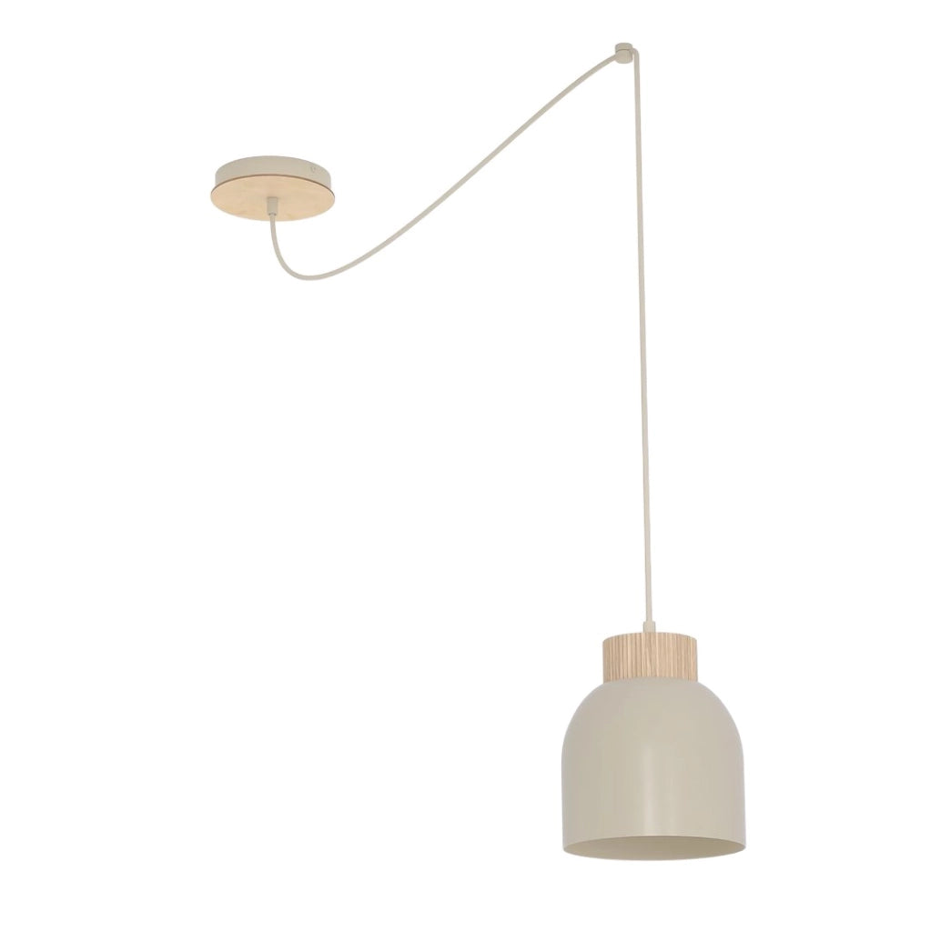 Lampada sospensione KRU beige legno 1xE27 Emibig