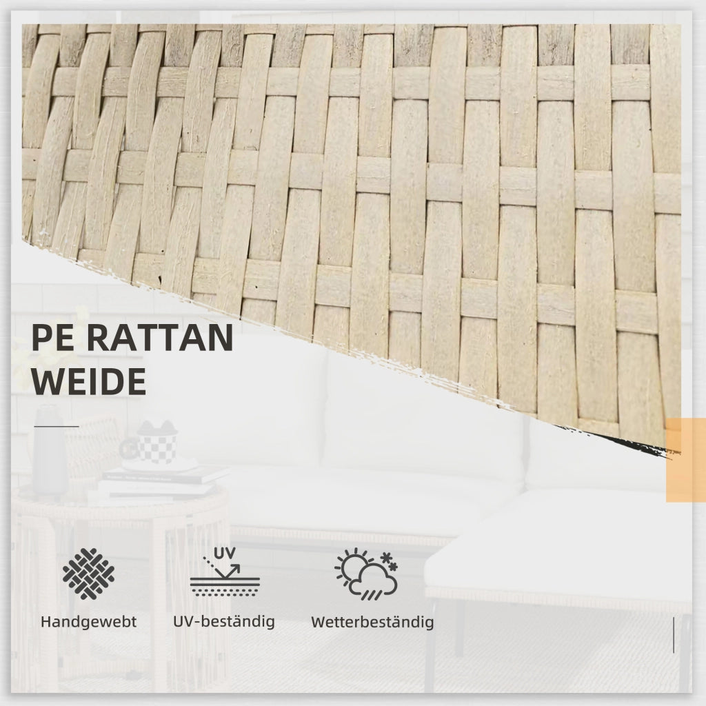 Set salotto da giardino ¨C Xylo ¨C Rattan PE, 122x79x75 cm, naturale e crema