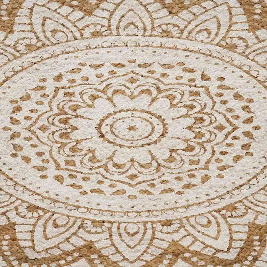 Tappeti per area | Tappeti a zone Naturale con stampa bianca 152 x 245 cm Juta