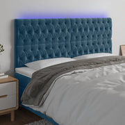 Testiera a LED-Testata con LED Blu Scuro 200x7x118/128 cm in Velluto