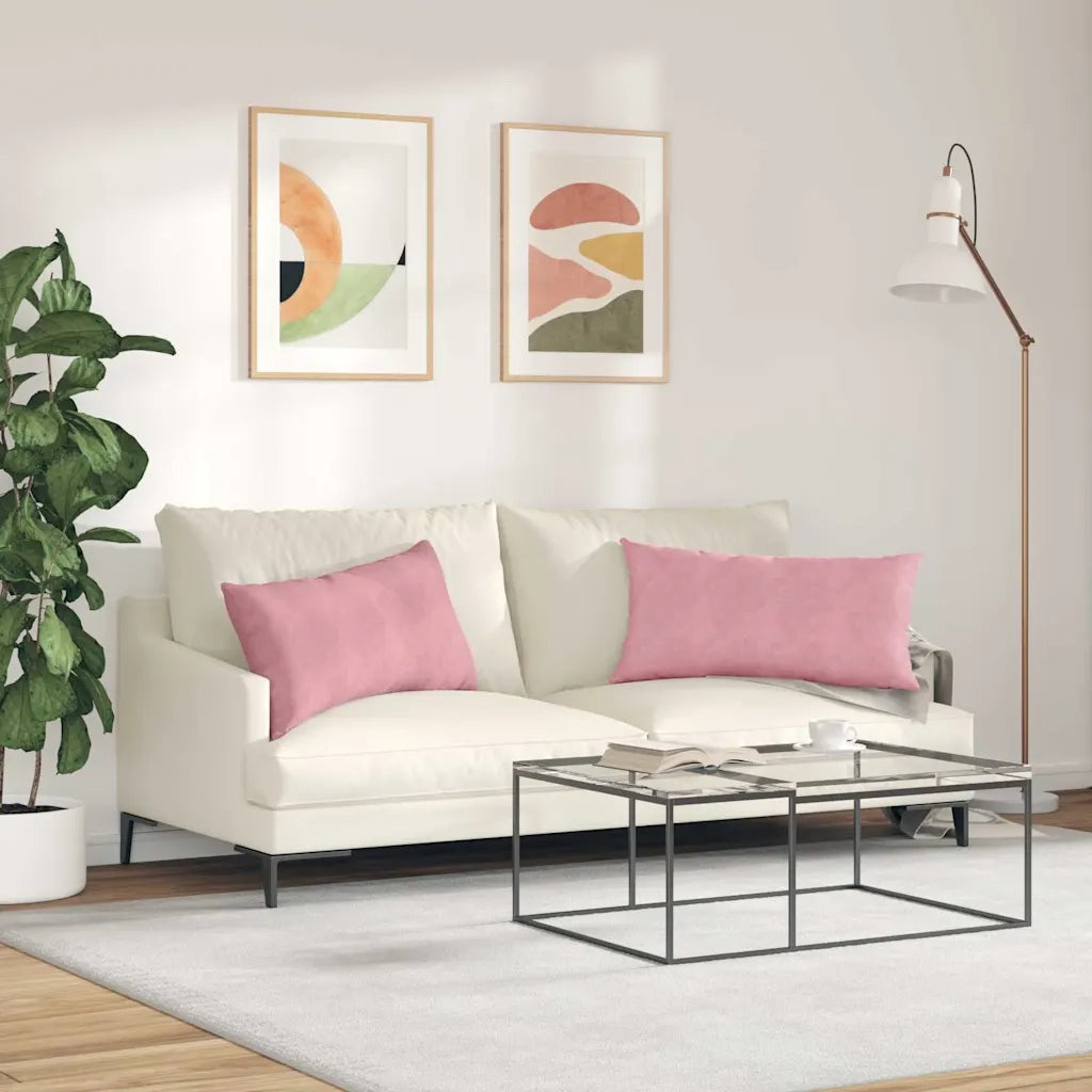 Cuscini da Divano 2 pz | Cuscini per sedie Rosa 80 x 40 cm Tessuto in Cords