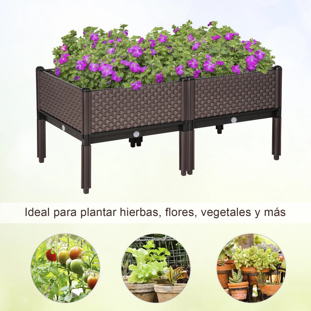 Giardiniere Rialzate 2 Pezzi Quadrate 50x50x46,5 cm ¨C Minimal ¨C Marrone