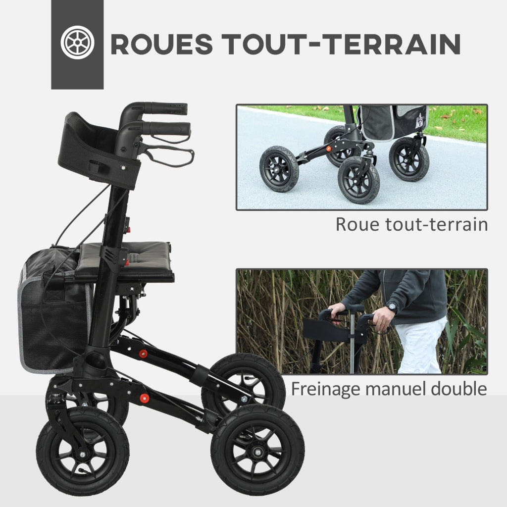 Rollator pieghevole con sedile imbottito ¨C Minimal ¨C nero 69x64x98,5cm