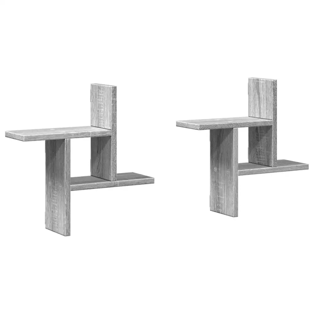2 pz Mensole a Parete | Scaffale Parete | Ripiano a parete Grigio Sonoma 38x12x38 cm in Truciolato