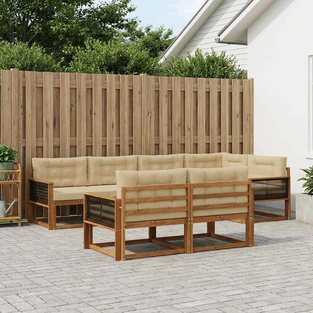 Set di divani da esterno 8 pz Naturale e Beige 3382646