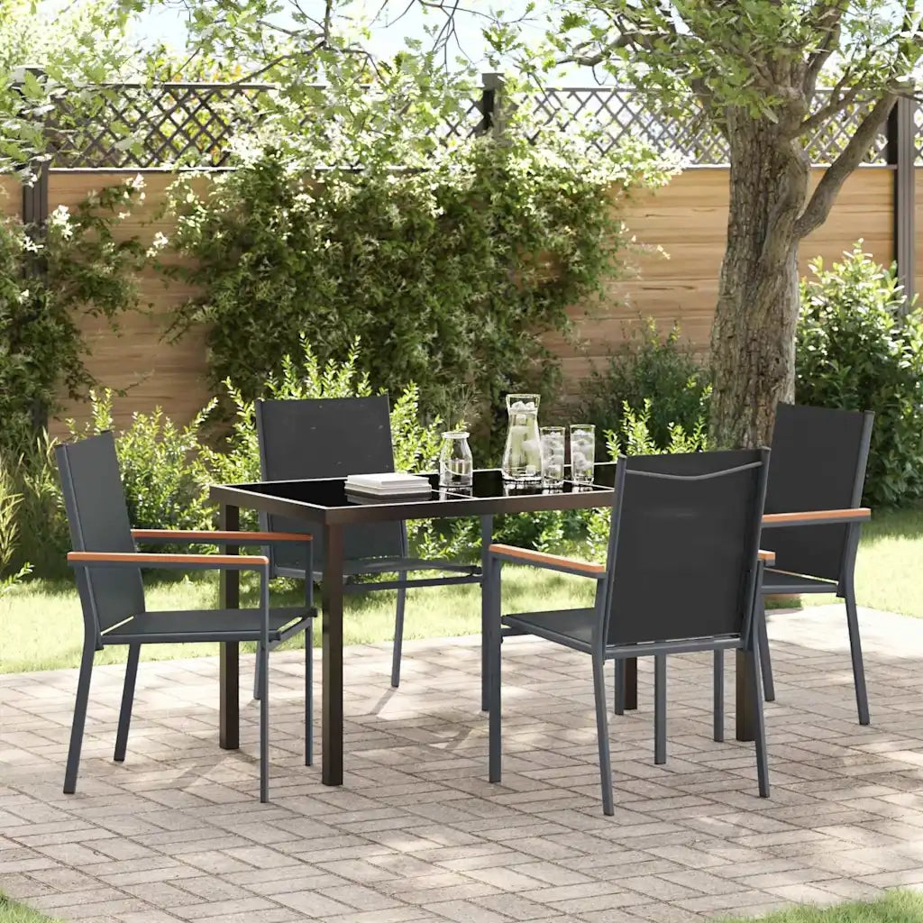 Set da Pranzo per Giardino 5 pcs Nero
