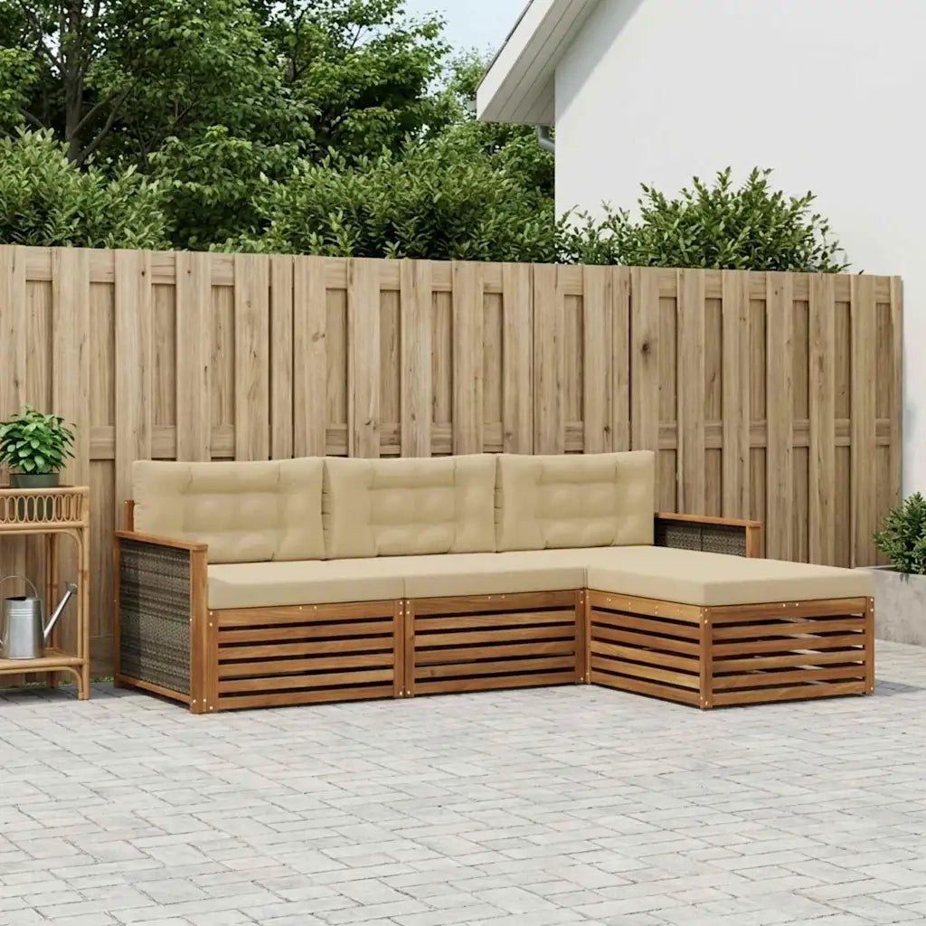 Set di divani da esterno Naturale e Beige 249,5 x 162,5 x 73 cm 3383201