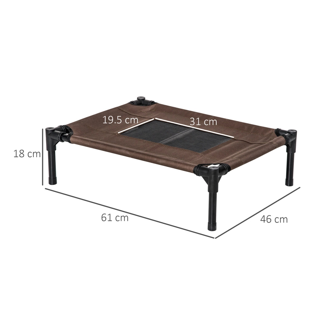 Lettino per Cani Rialzato ¨C Minimal ¨C Acciaio e Tessuto, Nero e Caff¨¨, 61x46x18 cm