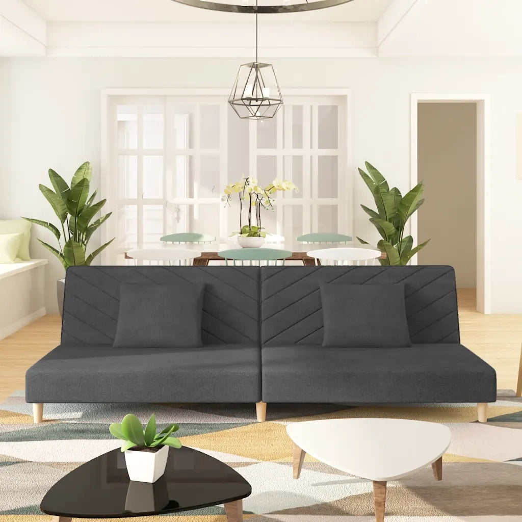 Divano Letto a 2 Posti con 2 Cuscini-Sofa Letto 2 Posti-Daybed Grigio Scuro in Tessuto 160337