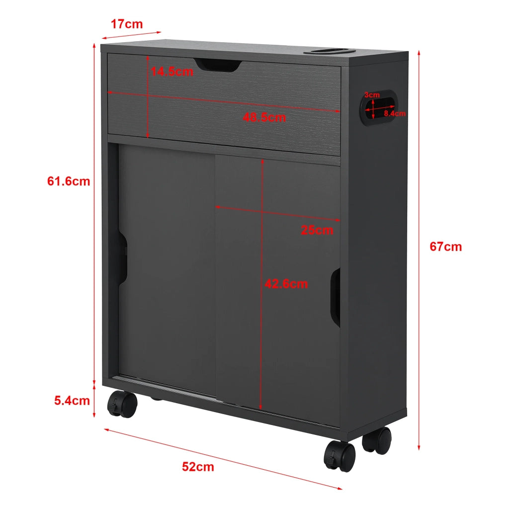 Mobile contenitore per bagno 67 x 52 x 17 cm con ante scorrevoli grigio scuro 03_0006852