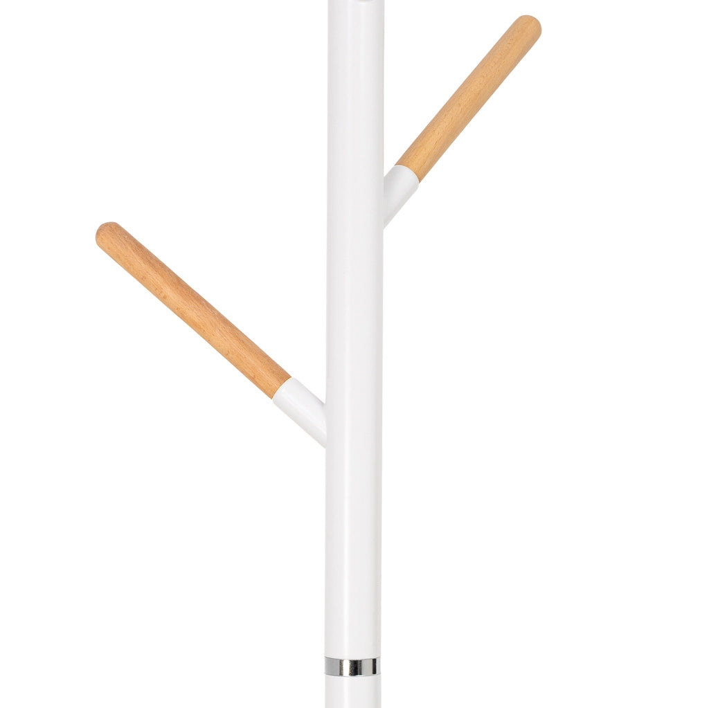 Perchero de metal y madera blanco 175h cm
