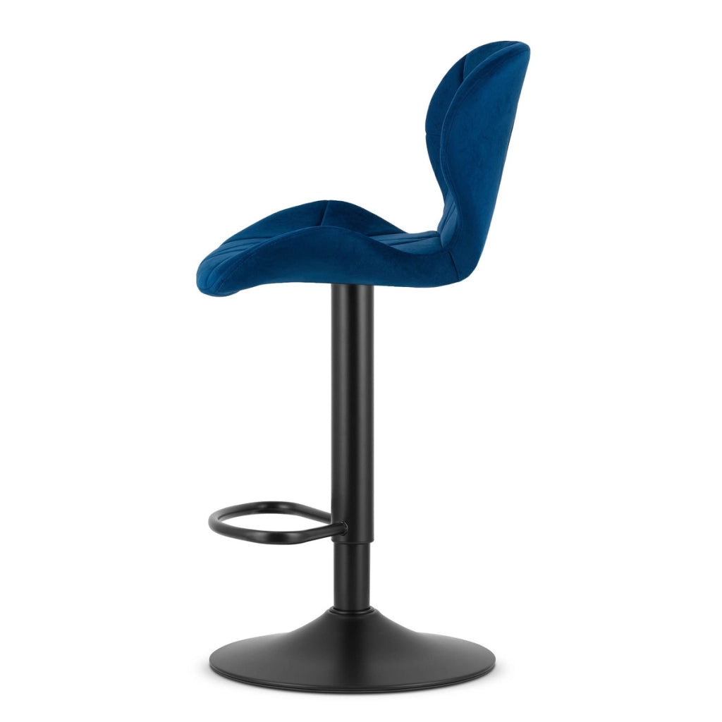 Set di 2 sgabelli alti West in velluto blu notte