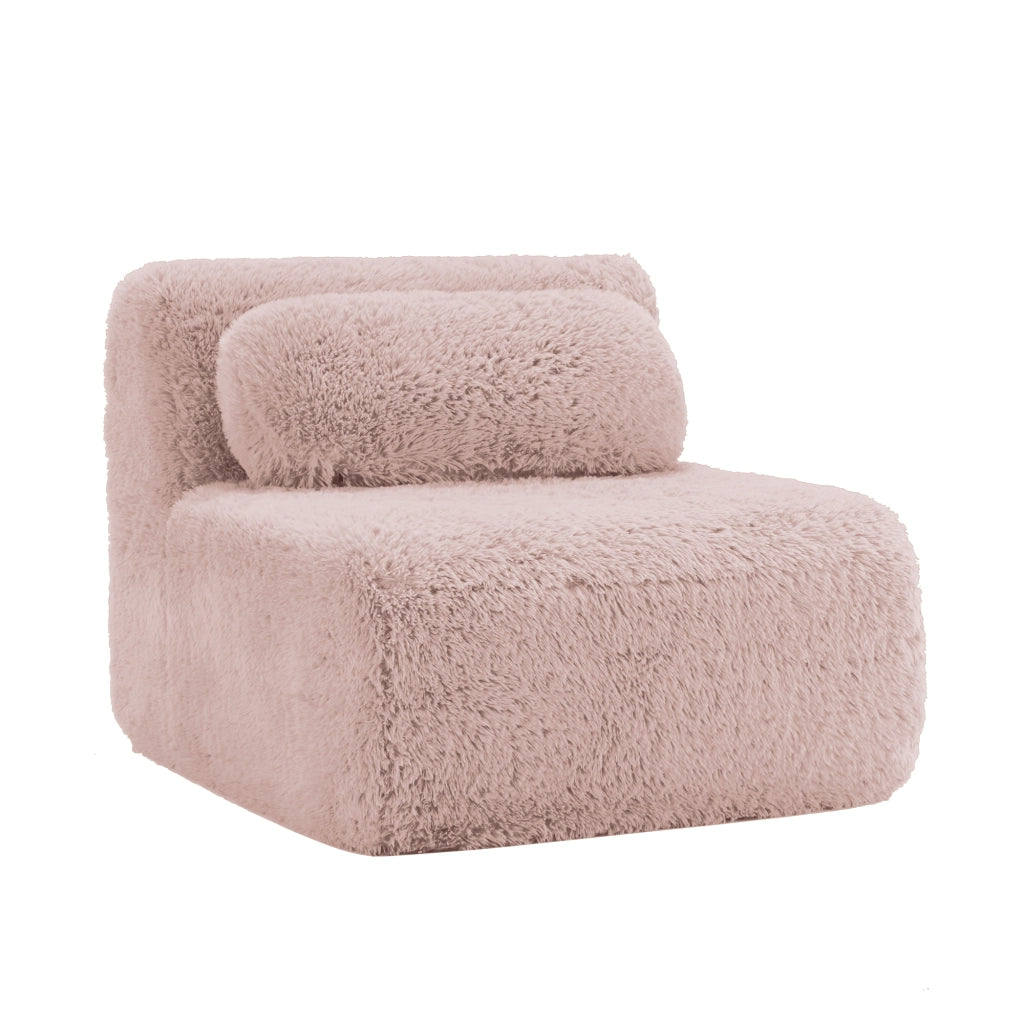 Divano 2 Posti Senza Braccioli con Cuscini ¨C MINIMAL ¨C Tessuto Rosa Morbido