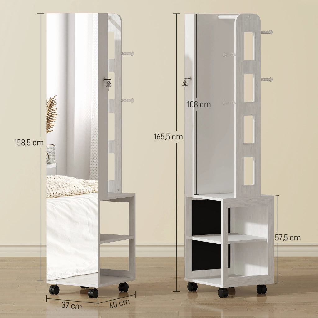 Armadio Specchio con Luci LED e Giro 360¡ã ¨C Minimal ¨C Bianco Beige