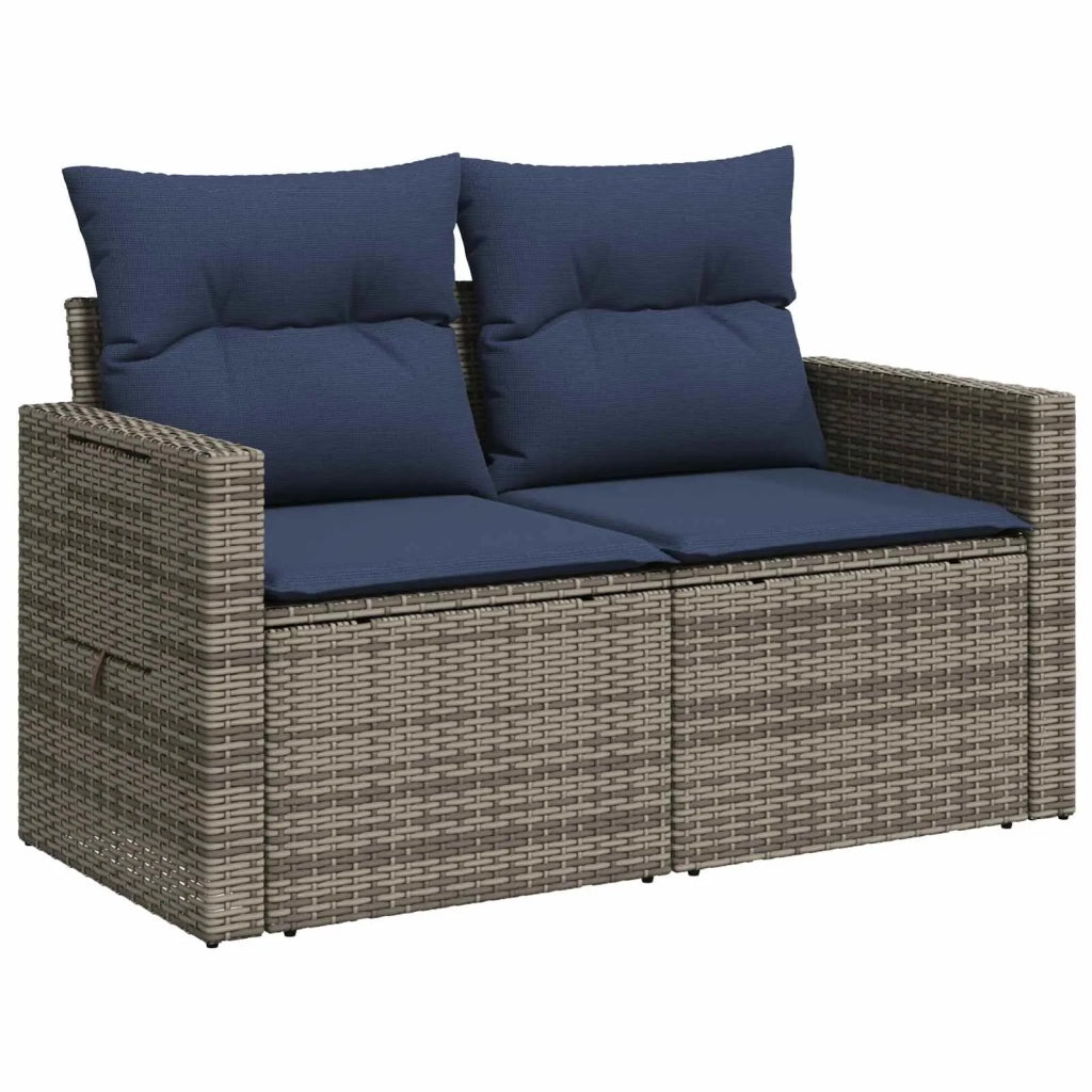 Set di divani 7 pz Grigio e Blu Navy Rattan sintetico e Acciaio 3448805