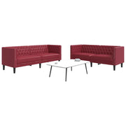 Sei Divani Chesterfield 2 pz Rosso Vino in Similpelle 3209278