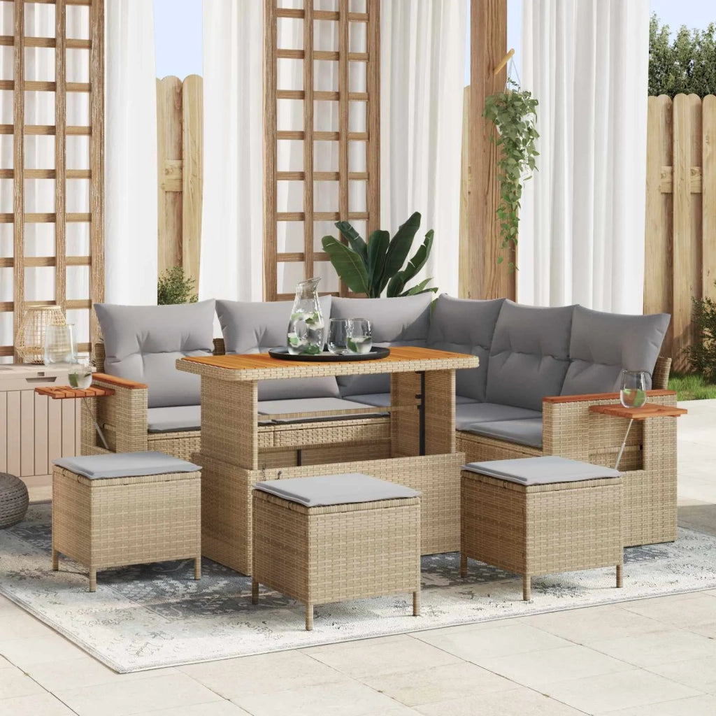Set Divano da Giardino 9 pcs Beige polyrattan 3363052