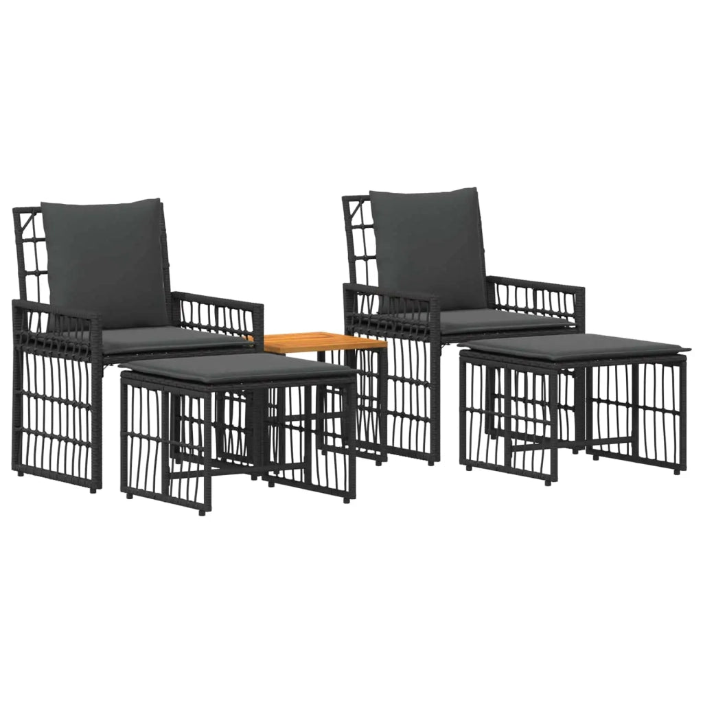 Set di Mobili da Esterno 5 pcs Nero e Grigio scuro 42025136