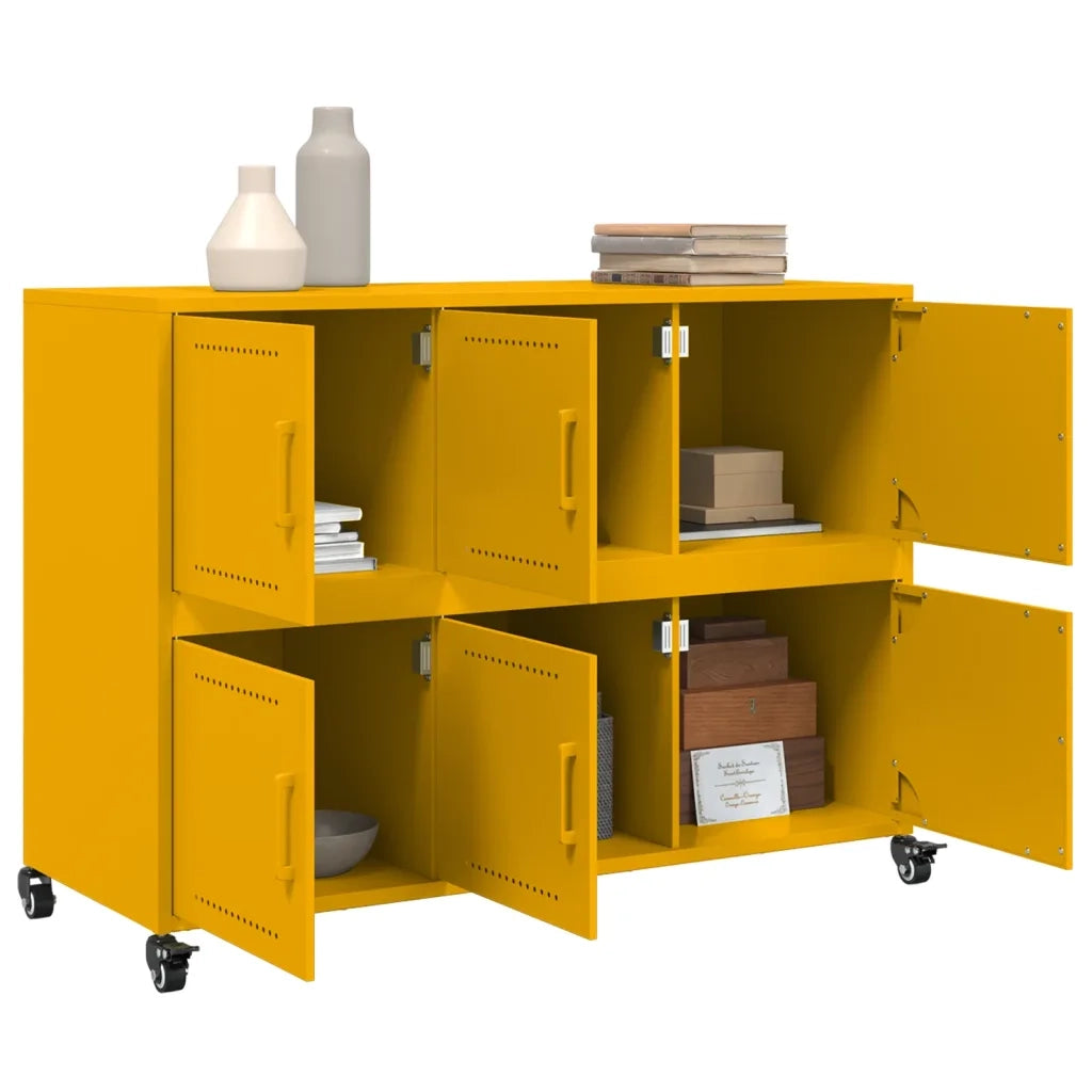 Credenza Giallo Senape 100,5x39x72 cm Acciaio Laminato a Freddo 846743