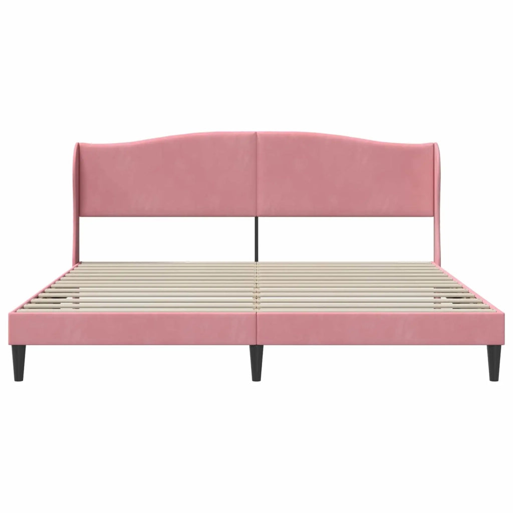 Letto matrimoniale | Letto per adulti | Struttura del letto con testiera Rosa 200 x 200 cm Velluto