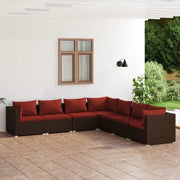 Set Divani da Giardino 7 pz con Cuscini in Polyrattan Marrone 3101747