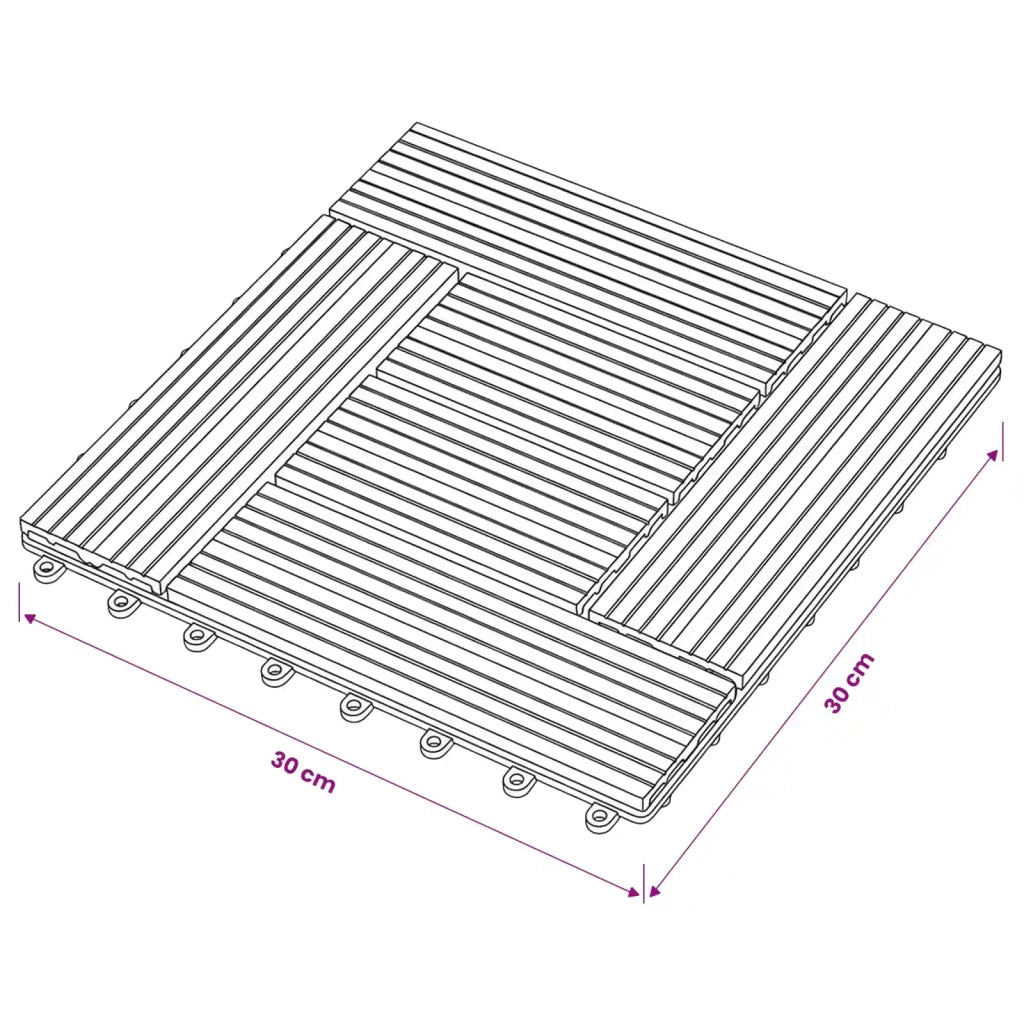 Piastrella per Decking 11 pz Grigio 30 x 30 cm WPC 42046661