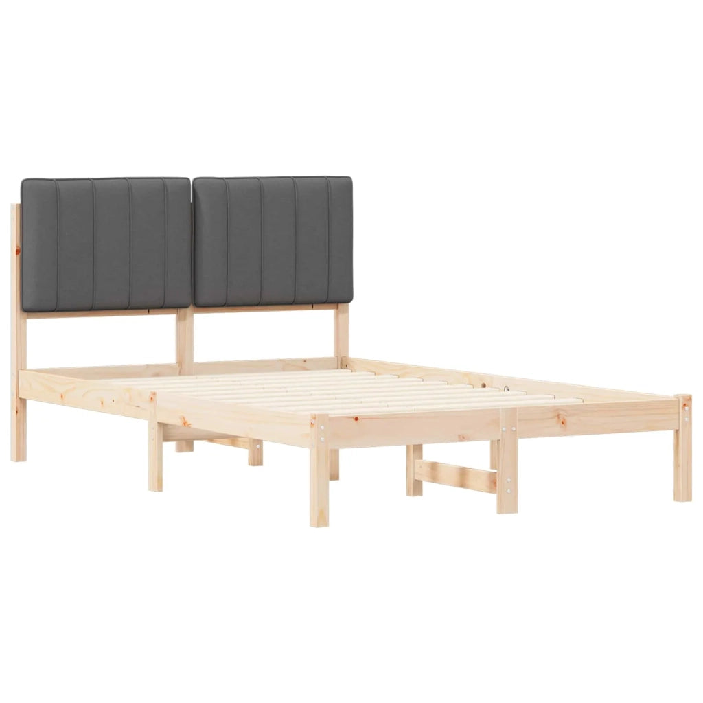 Letto con Testiera Rivestita Grigio Naturale e Scuro 878050