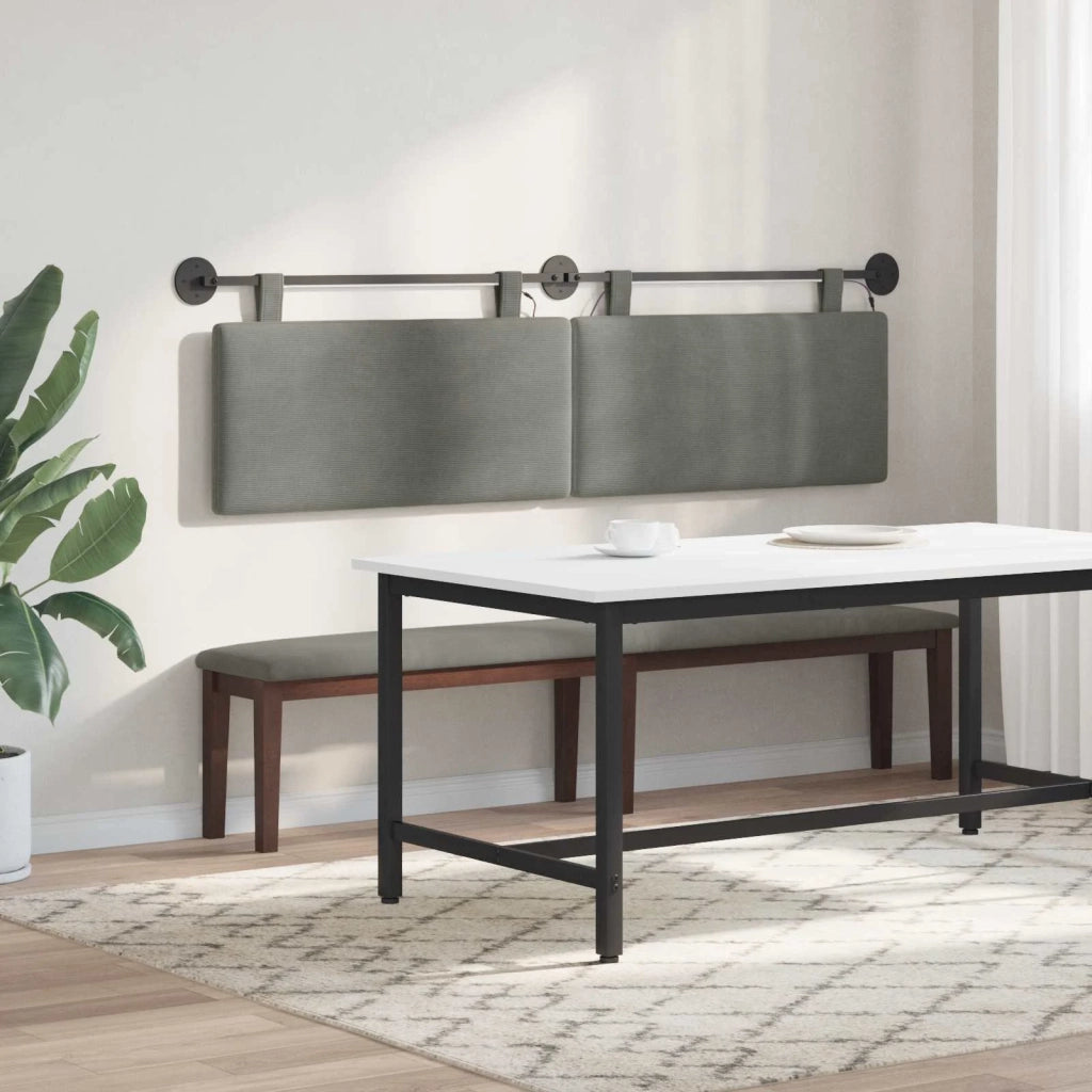 Testiera | Testata sospesa Con luce LED Grigio Chiaro Tessuto in Cords