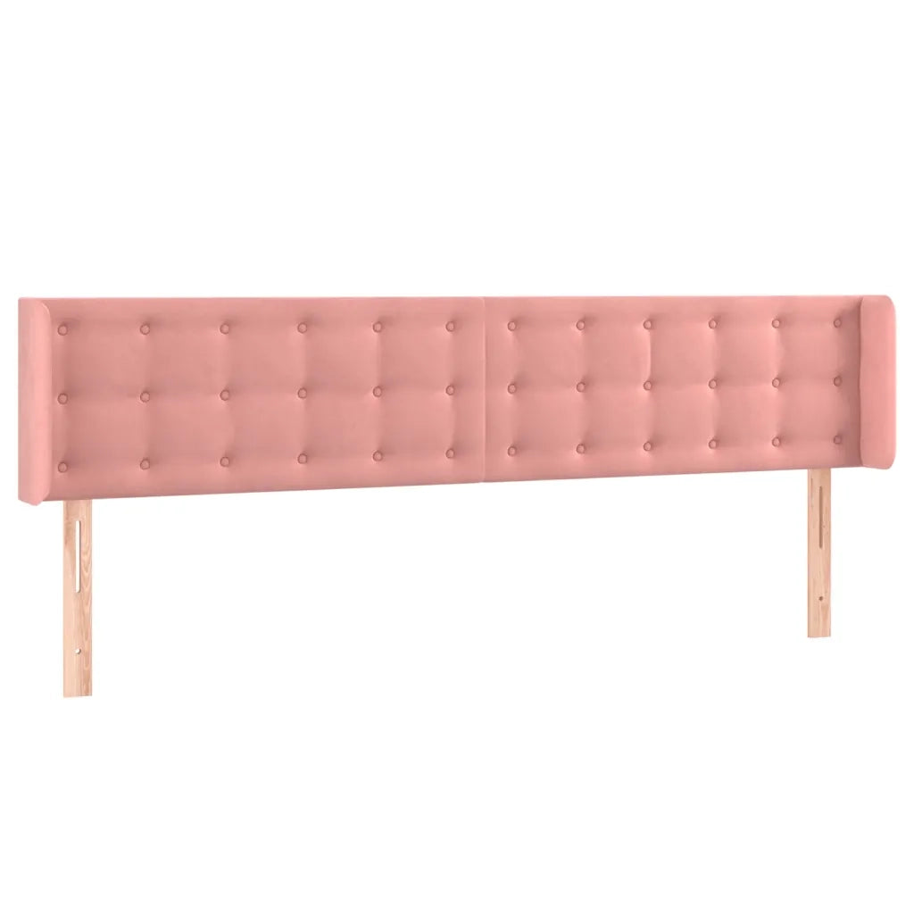 Testiera ad Orecchio-Testata con Orecchie Rosa 163x16x78/88 cm in Velluto 910498