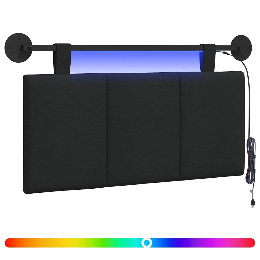 Testiera sospesa Con luce LED Nero Tessuto 3424752