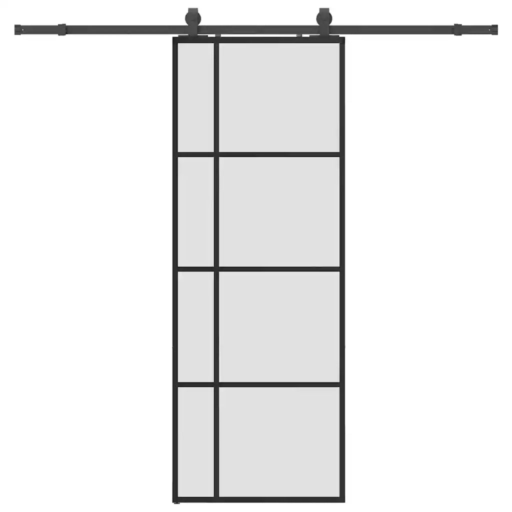 Porta Scorrevole con Ferramenta Nera 76x205 cm in Vetro ESG 3375949