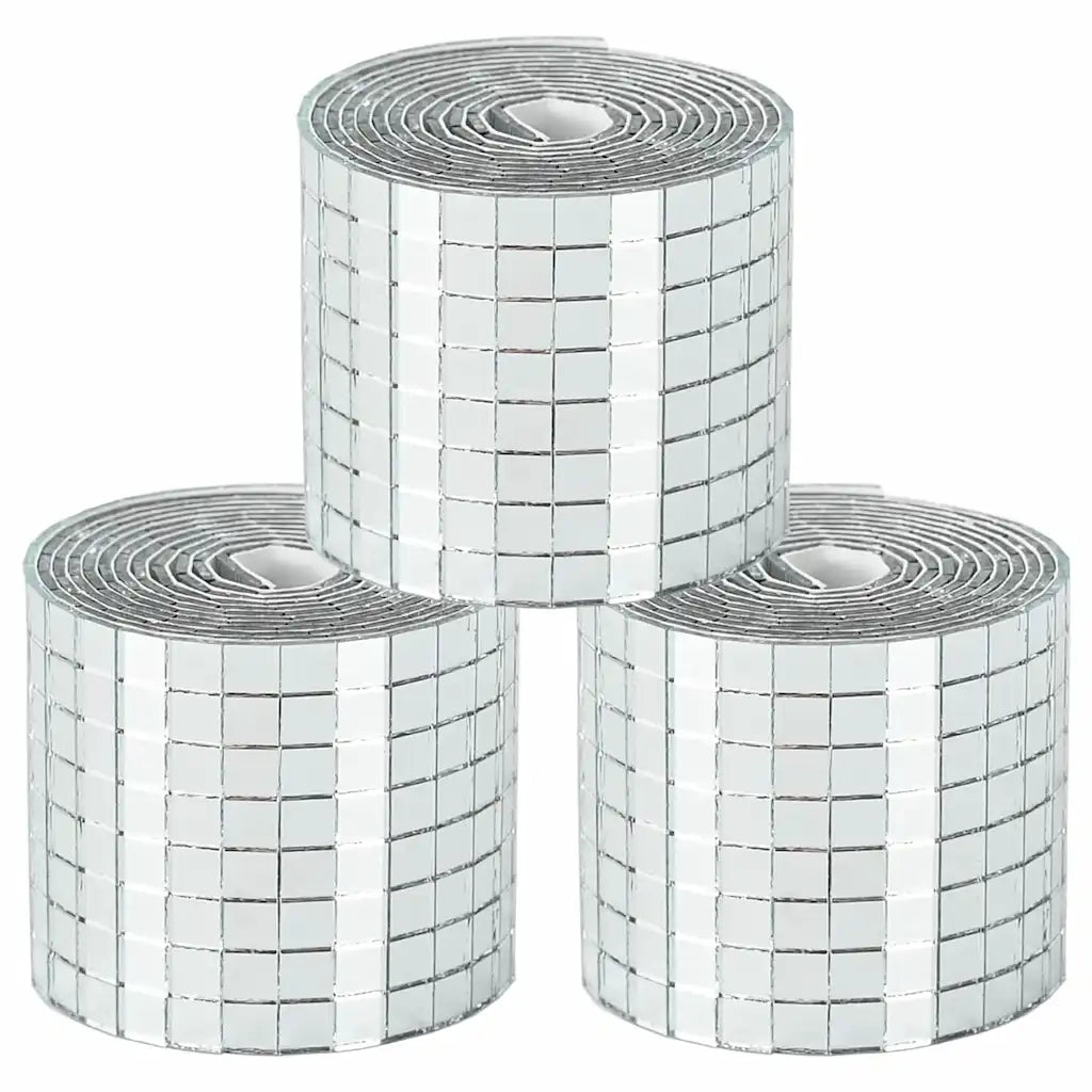 Piastrella a Mosaico con Specchio 3 pcs Argento 100 x 4 cm 42017629