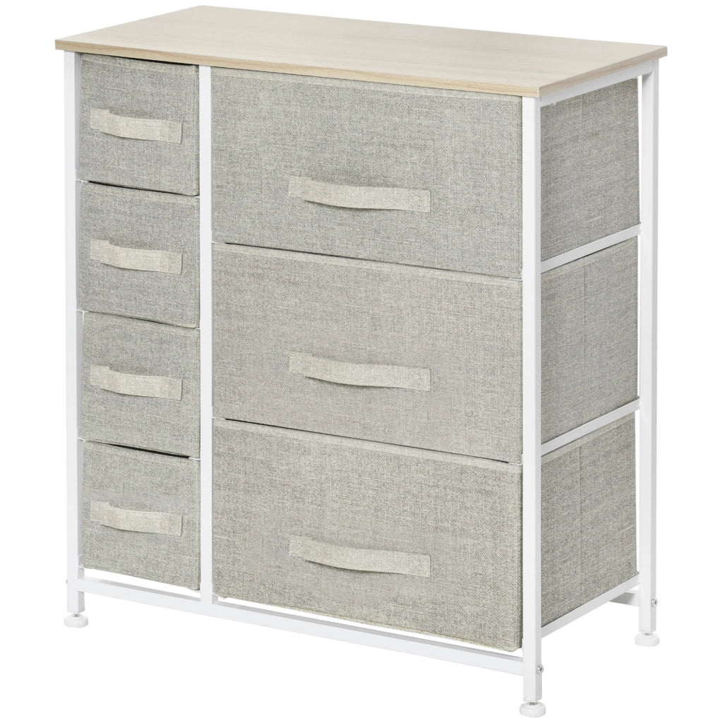 Cassettiera con 7 Cassetti in Tessuto ¨C zephmum ¨C Grigio 63.5x30x71 cm