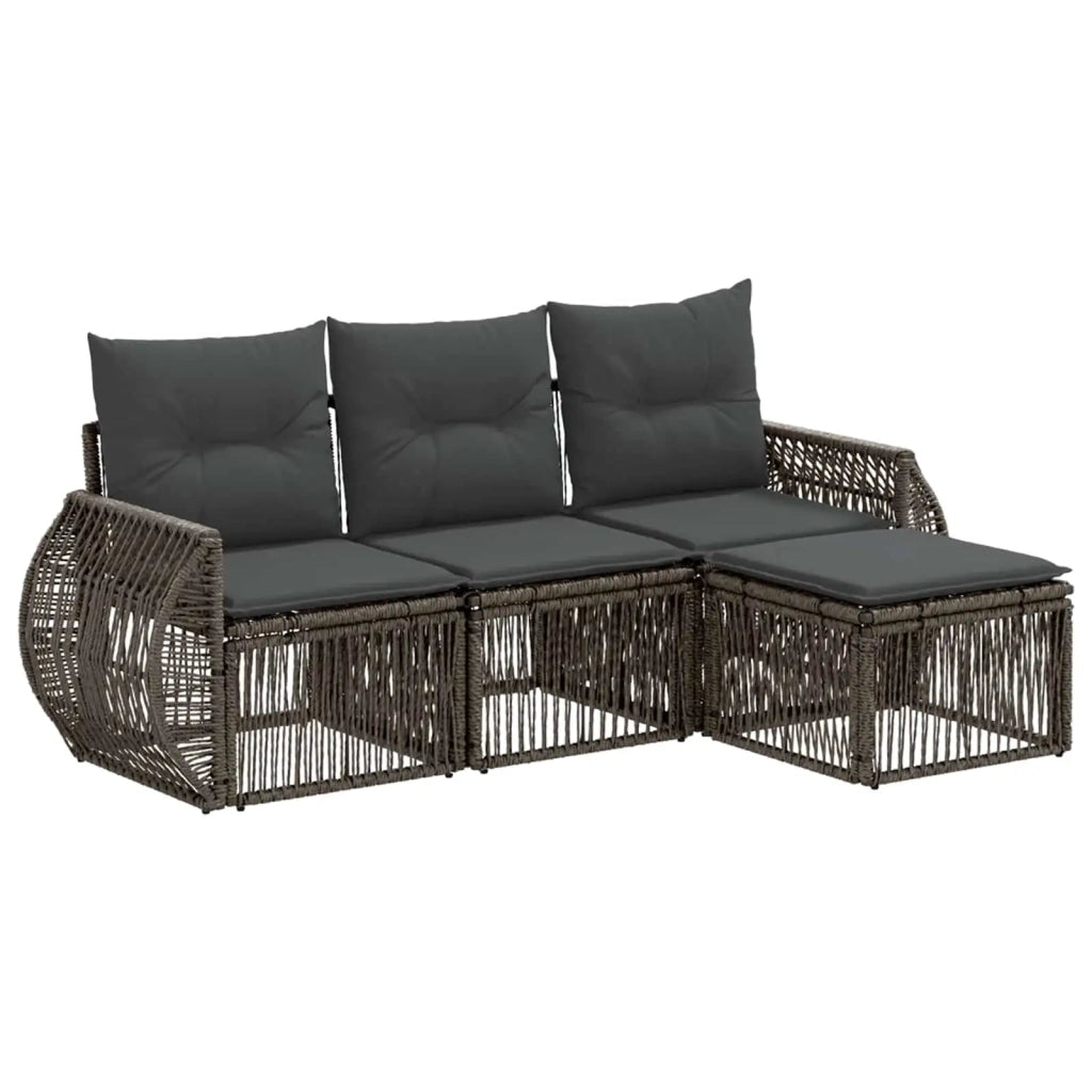 Set Divano da Giardino 4 pz Grigio e Grigio Scuro polyrattan 3435398