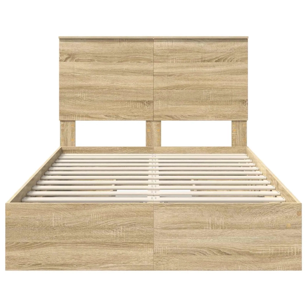 Letto con Contenitore con testiera Rovere Sonoma 135 x 190 cm 3409561