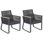 Set di 2 Sedie da Pranzo da Giardino Struttura in Metallo Nero con Cuscini in Corda Design Industriale Moderno