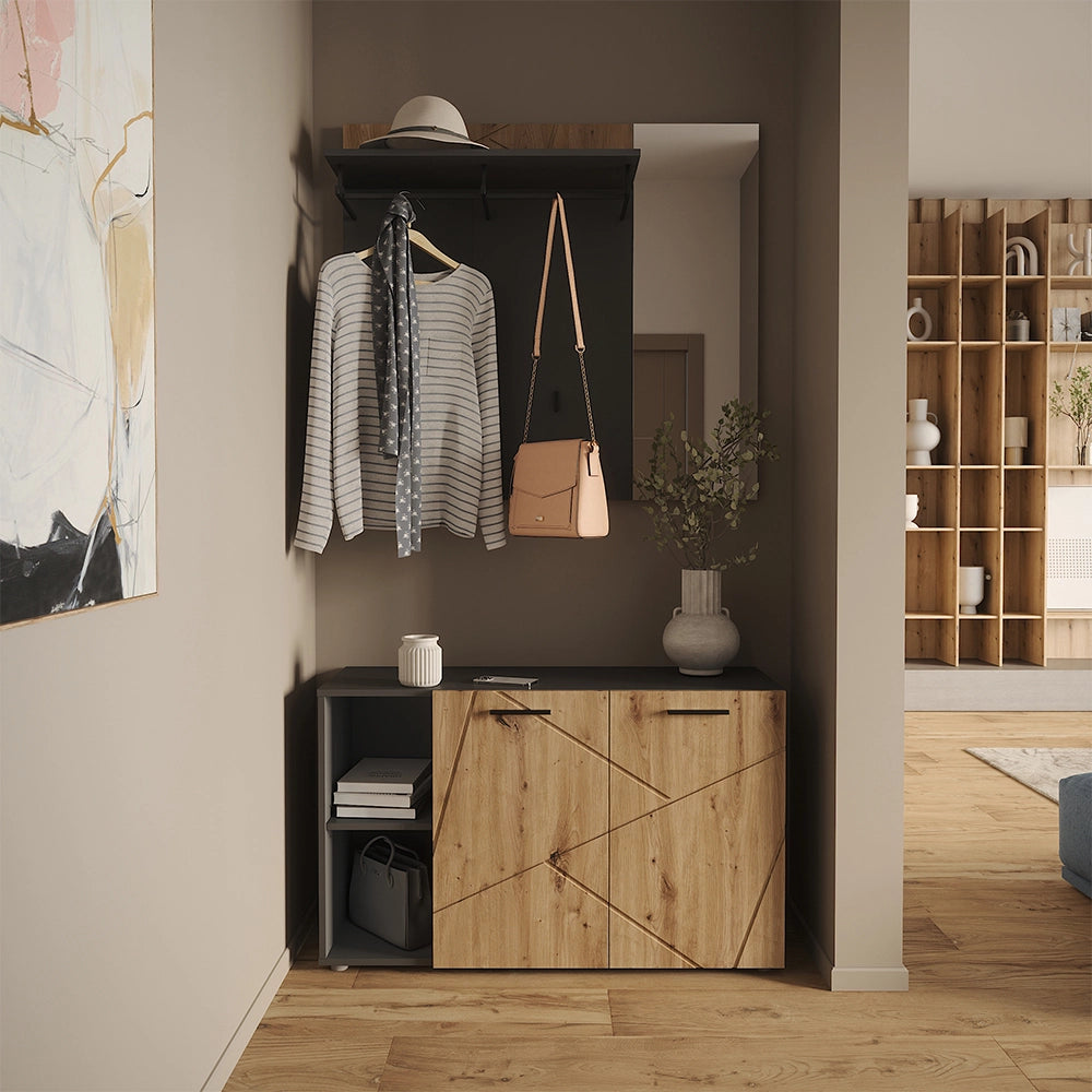 Vicco Appendiabiti da parete Antracite/Artisan 106 x 95.8 cm con specchio