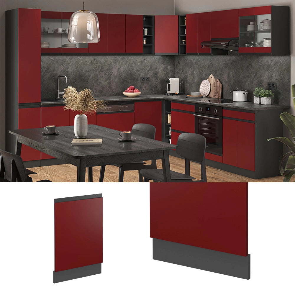 Pannello frontale della lavastoviglie R-Line Rosso/Antracite 45 cm J-Shape, PL Antracite Vicco