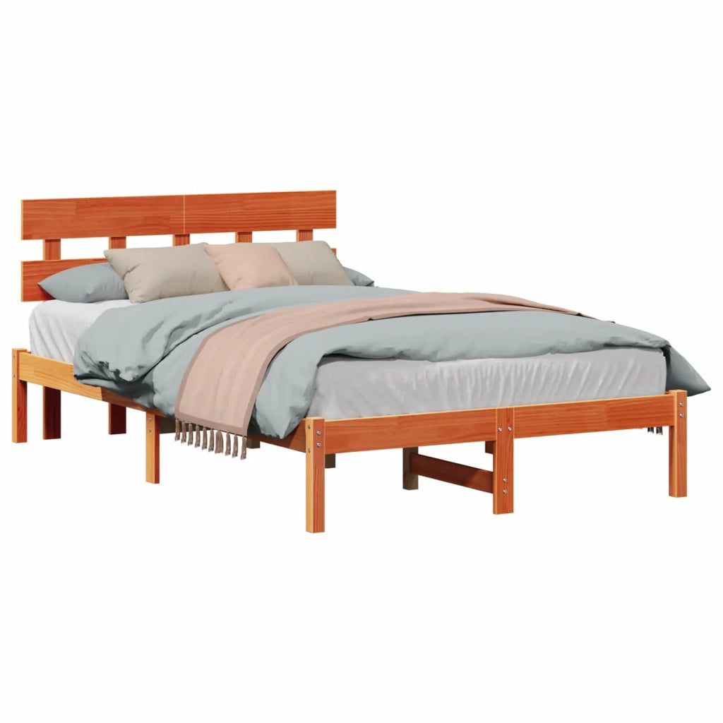 Struttura del letto-Giroletto Marrone 140 x 190 cm Legno massello di pino 999498