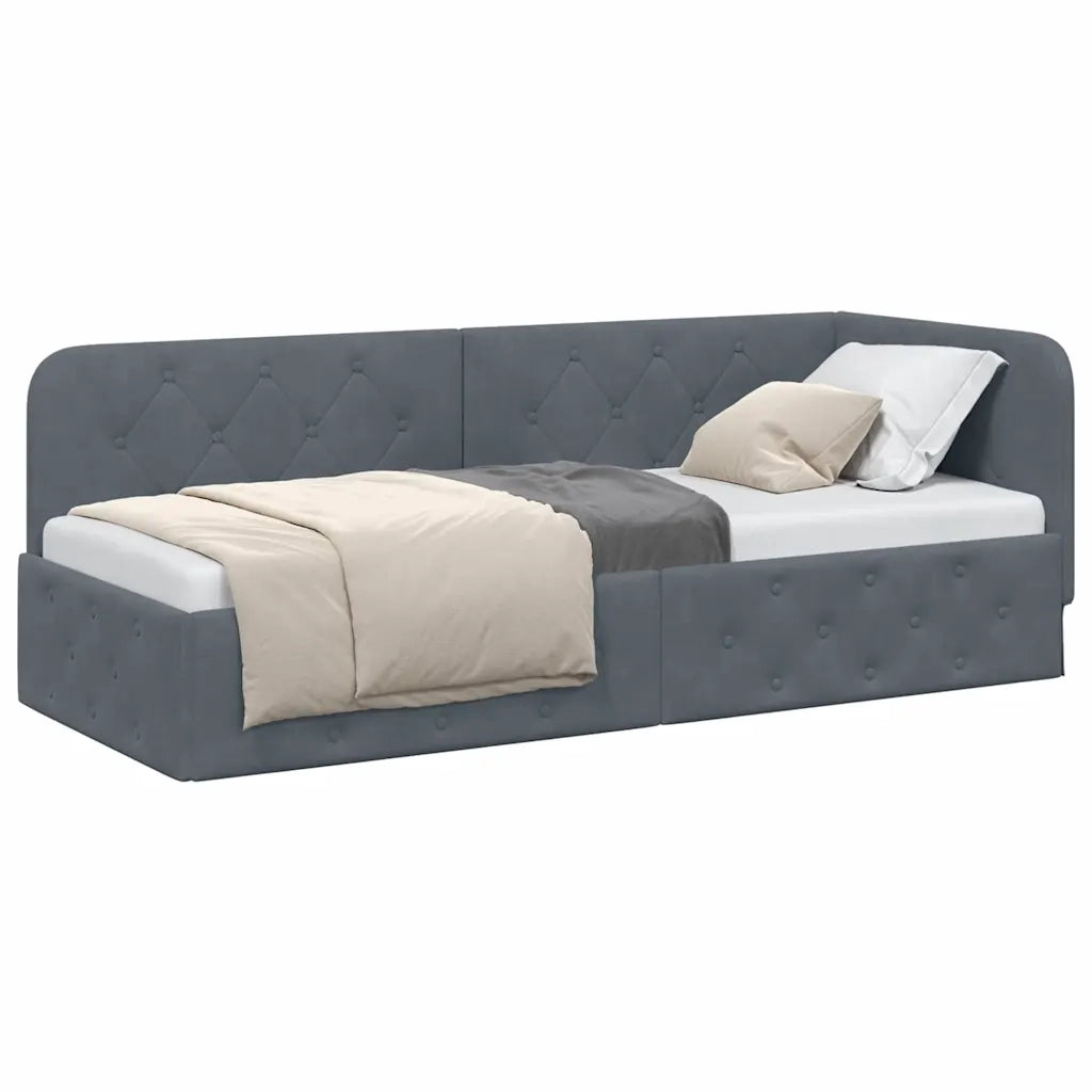 Cornice del letto ad angolo Grigio scuro 80 x 200 cm Velluto 42016514