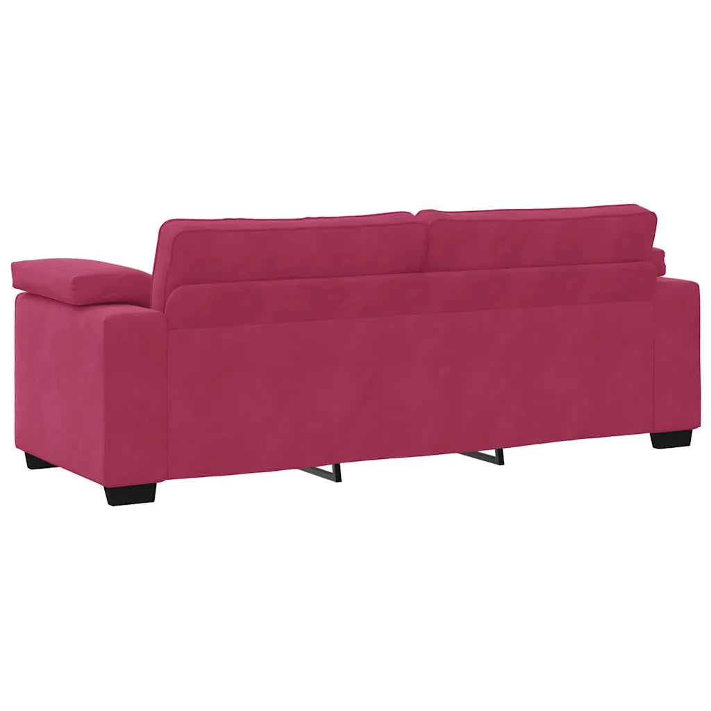 Set di Divani 3 pz con Cuscini Rosso Vino in Velluto 3324671